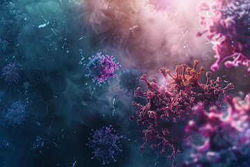 A closeup of viruses - obrazy, fototapety, plakaty