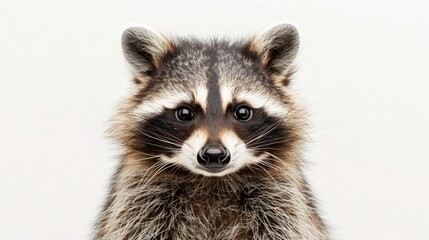 Portrait of a cute funny raccoon. Close-up. Isolated on white background.