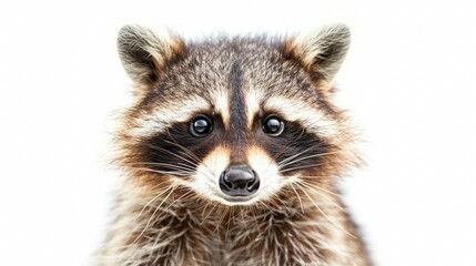 Fototapeta premium Portrait of a cute funny raccoon. Close-up. Isolated on white background.