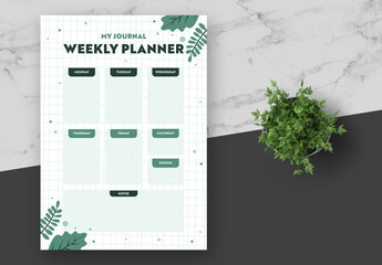 White And Green Aesthetic Planner
