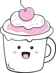 Cup With Cream Drink Doodle