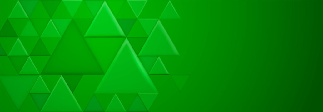 Abstract background with large and small triangular shapes in green colors