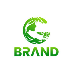 woman nature letter g logo