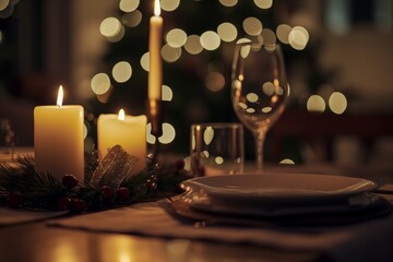Fototapeta na wymiar Candlelit Ambiance. A Romantic Dinner