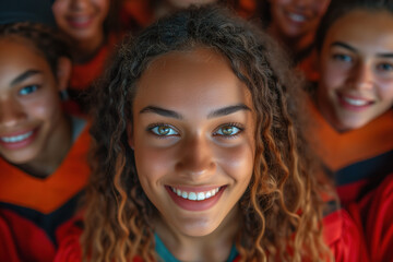 Fototapeta premium Multiracial graduates smiling closely