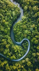 Aerial view of river. Vertical background 