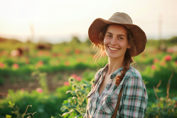 Portrait of a young woman on a farm