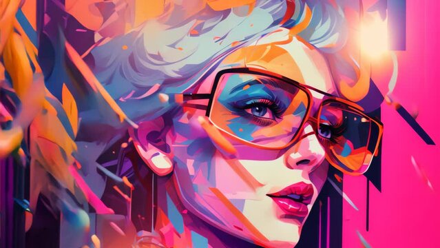 Beautiful art abstract character woman retro y2k style illustration.