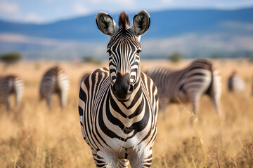 Obraz premium Plains Zebra in the Moremi Game Reserve (Okavango River Delta), National Park, Botswana