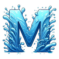 M - alphabet letters from water transparent background