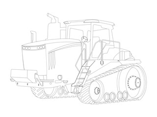 Tractor line drawing outline vector