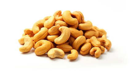 cashews pile on white background. Healthy food, healthy lifestyle