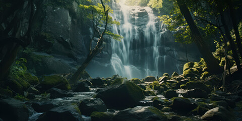 Enchanting Waterfall: A Serene Journey through Nature's Green Oasis