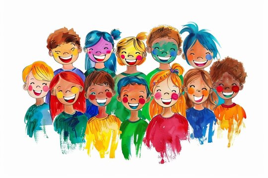 Group of diverse children celebrating world children's day Their faces radiant with joy United in painting a brighter future together.