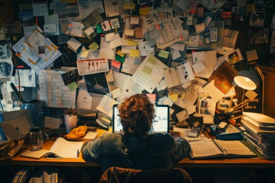 Creative Chaos: Writer Surrounded by Inspirational Clutter