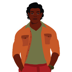 Fototapeta premium Modern fashionable black man in elegant art style vector