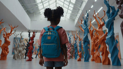 Black Girl Entering Modern Art Forest