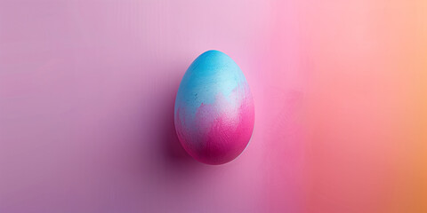 Top view of Easter egg multicolored egg on pastel background