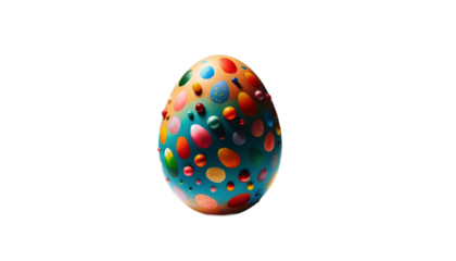 Uovo pitturato con tanti colori, senza sfondo