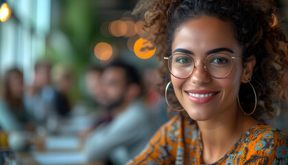 Obraz premium Smiling young African American woman looking at camera 