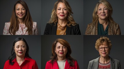 A collection of professional headshots featuring women in business attire, ideal for corporate profiles and personal branding.