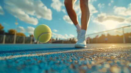 Focused tennis player sliding to hit a backhand on a sunlit clay court during a competitive match.