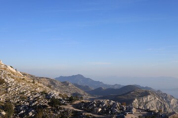 Beautiful view of mountains under blue sky outdoors