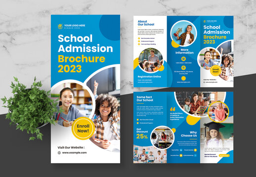 Blue School Admission School Trifold Brochure