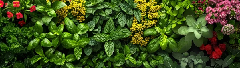 Gartenposter Herb and spice panorama from garden to kitchen © chayantorn