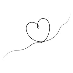 Abstract continuous line heart outline drawing on a white background. Trendy minimalist illustration.
Illustration for postcard, business card, invitation, wedding card, valentine. 