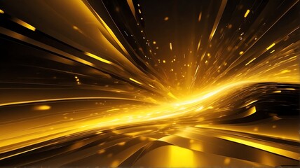 Yellow technology abstract motion background with burst rays speed light effect from Generative AI