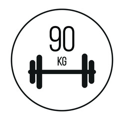 90 kg weight icon. Vector weight in kilograms isolated on white background with circle