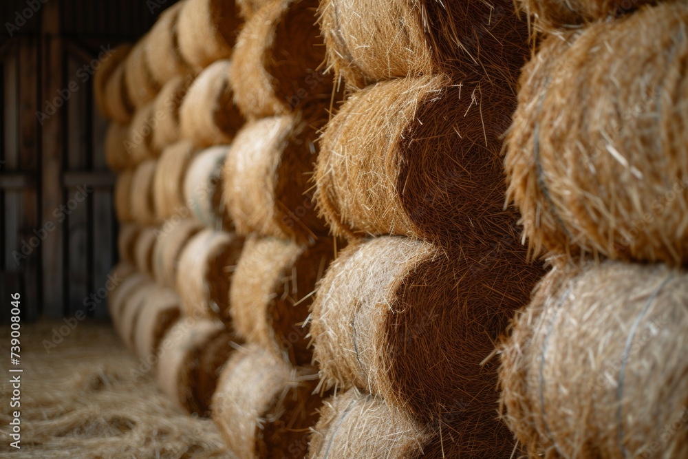 Poster harvesting hay. background with selective focus and copy space
