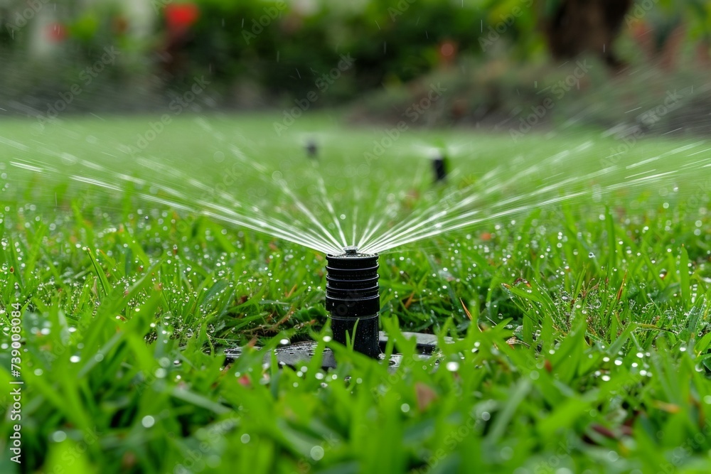 Poster watering and irrigation concept. background with selective focus and copy space