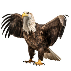 Obraz premium Portrait of a bald eagle standing, isolated on transparent background