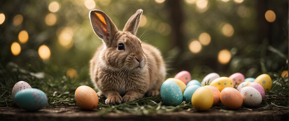Easter Bunny Delight. Cute Rabbit Enjoying Spring Festivities