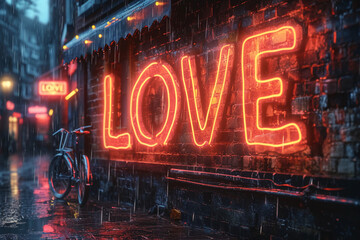 amazing neon graffiti background art, text that reads "LOVE"
