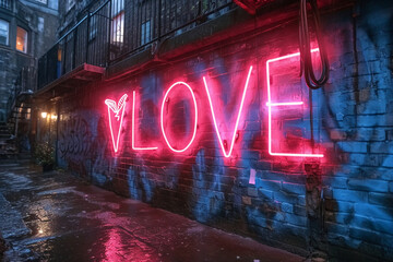 amazing neon graffiti background art, text that reads "LOVE"