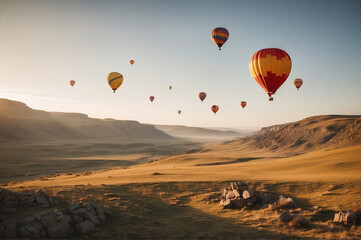 Obraz premium Cappadocia Sunrise Soar. Hot Air Balloon Adventure in Nature