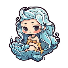 Obraz na płótnie Canvas Cute fairytale mermaid character cartoon illustration
