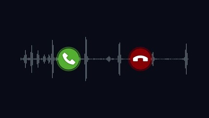 Green accept button and red color call ending button animation with voice spectrum. Concept on voice phishing crime.
