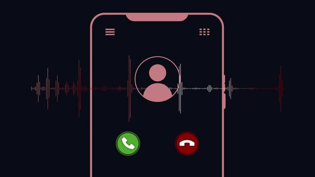 Green accept button and red color call ending button animation with voice spectrum. Concept on voice phishing crime.
