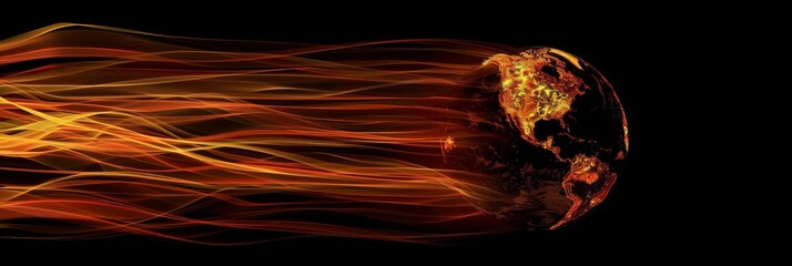 Fiery Fireball Against Black Background. Generative AI