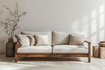Minimalist Elegance: Chic Sofa in Sunlit Modern Living Space
