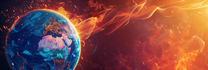 Earth Engulfed in Flames. Generative AI - obrazy, fototapety, plakaty