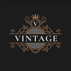 Vintage frame logo. Antique label. - Vector.
