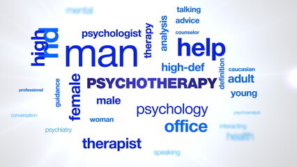 psychotherapy psychology female man therapy help therapist psychologist male high definition animated word cloud background in uhd 4k 3840 2160