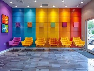 Generative AI : modern design with comfortable seating and a vibrant,