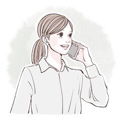 スマートフォンを持つ女性のイラスト素材