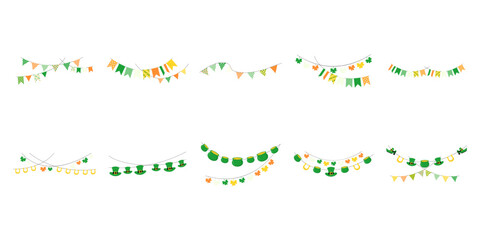 Set of st patrick garland decoration. Party flag for saint patrick event.
